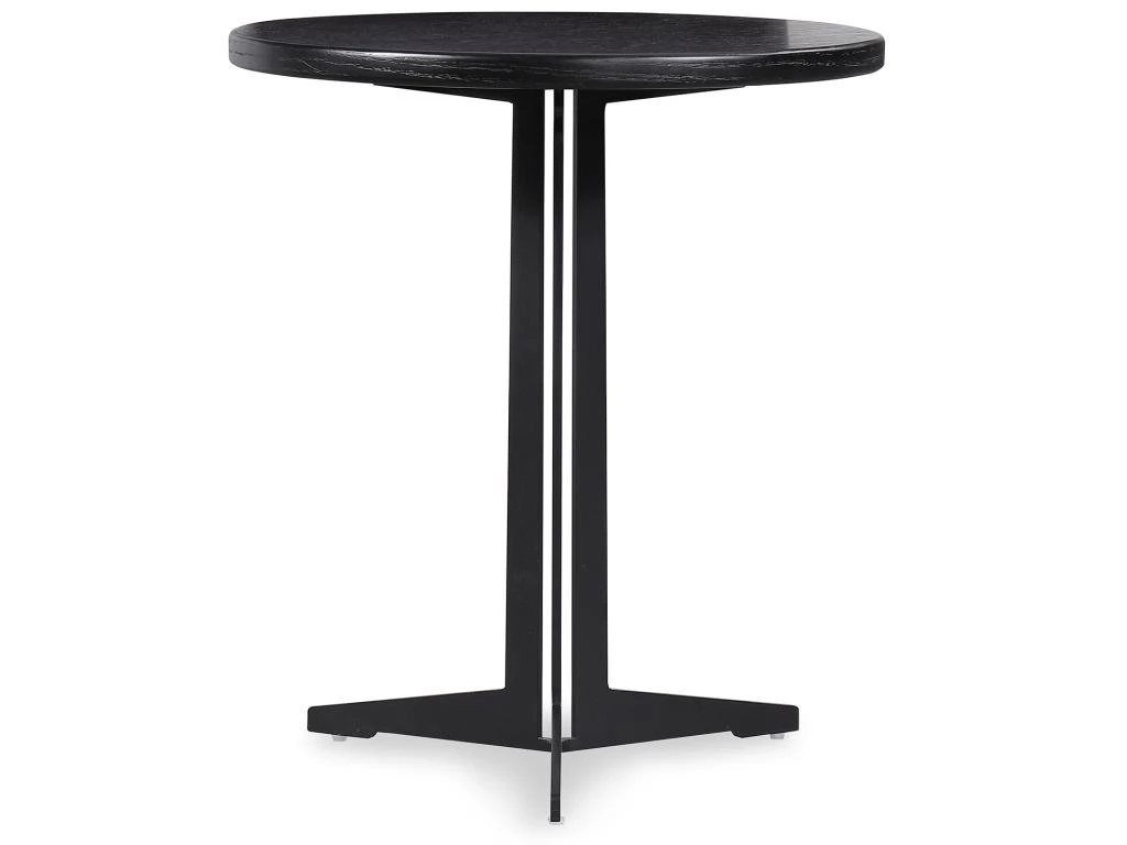 Table D'Appoint En Bois Et Métal Ronde Big Oslo Pärumm Noir Ø50x53 Cm – Image 2