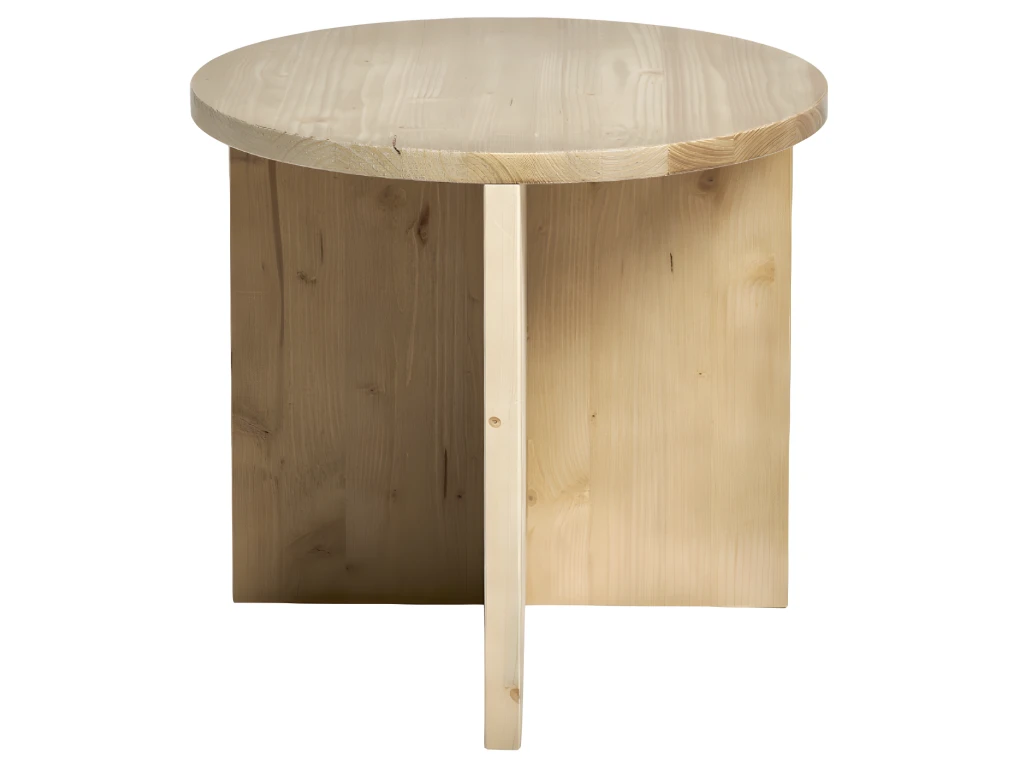 Table D’appoint Ronde En Bois De Sapin En Couleur Naturel