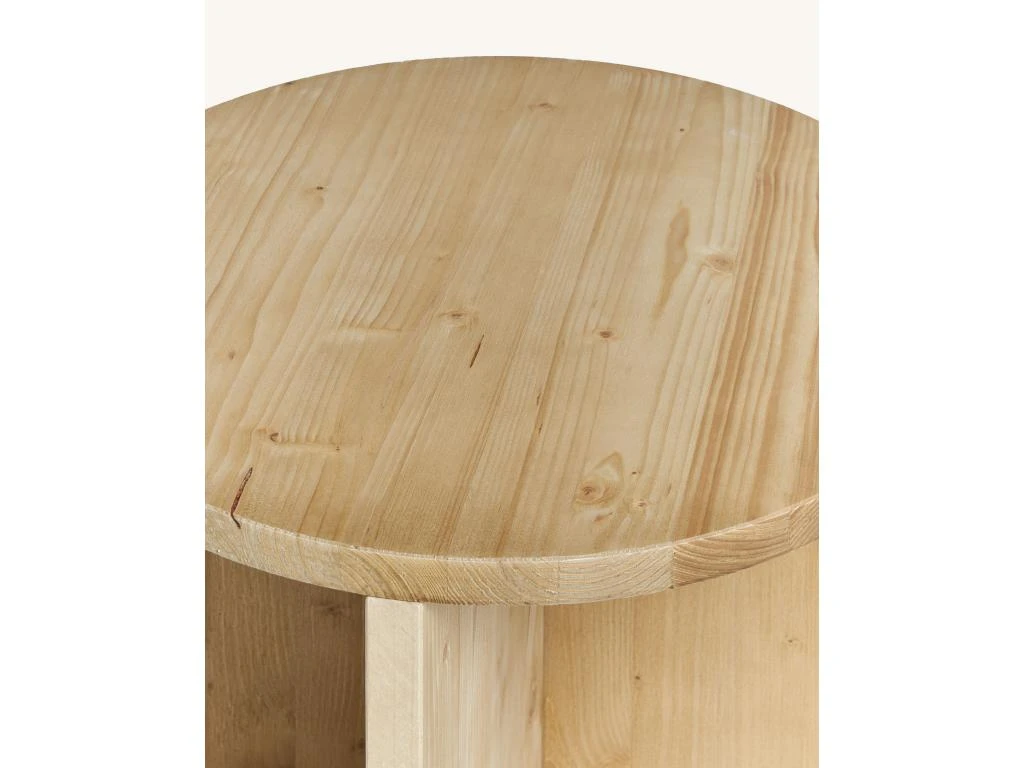 Table D’appoint Ronde En Bois De Sapin En Couleur Naturel – Image 4