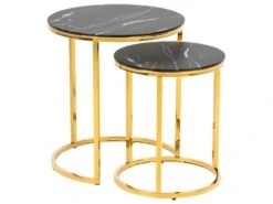 Alisma Tables Gigognes 2 Pces, Finition Marbre Noir.
