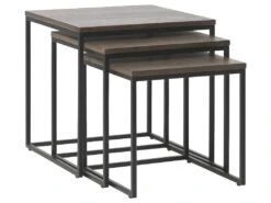 Rivoli Tables Gigognes, Set De 3 Pièces, Imitation Chêne Fumé.