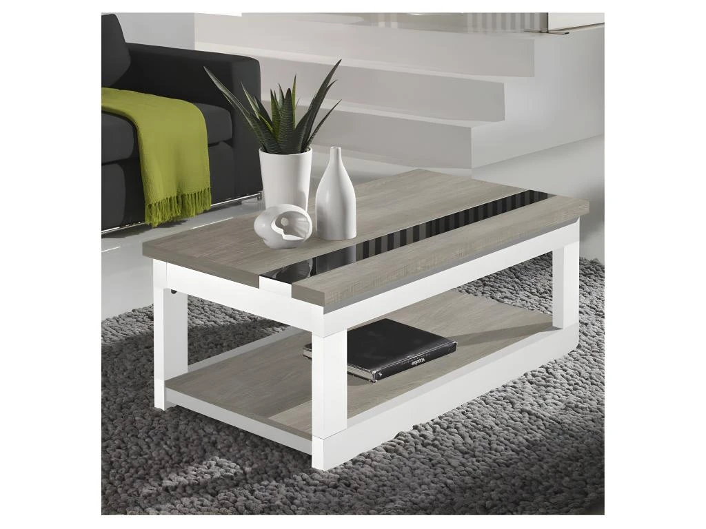 Table Basse Relevable Chêne Clair/Bois Blanc - UPTI