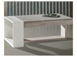 Table Basse Relevable Chêne Clair/Blanc - ESTEBAN