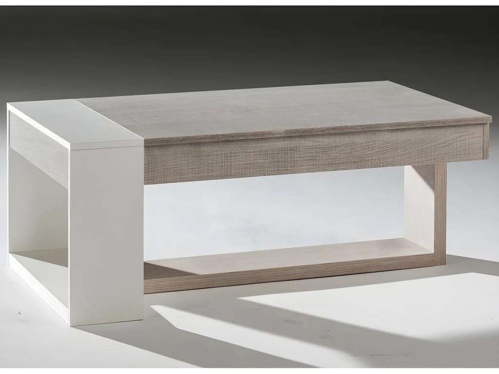 Table Basse Relevable Chêne Clair/Blanc - ESTEBAN – Image 2