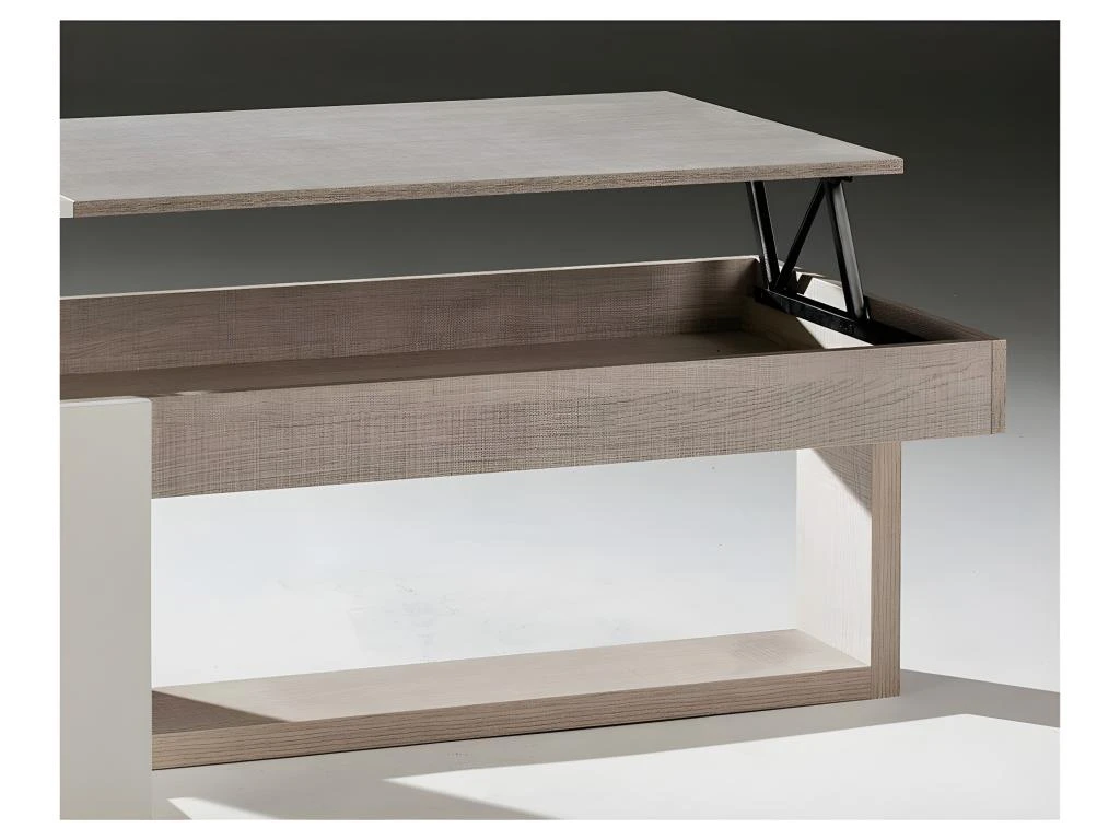 Table Basse Relevable Chêne Clair/Blanc - ESTEBAN – Image 4