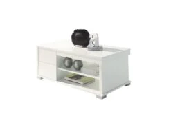 Table Basse Blanche Relevable 4 Tiroirs - NESE