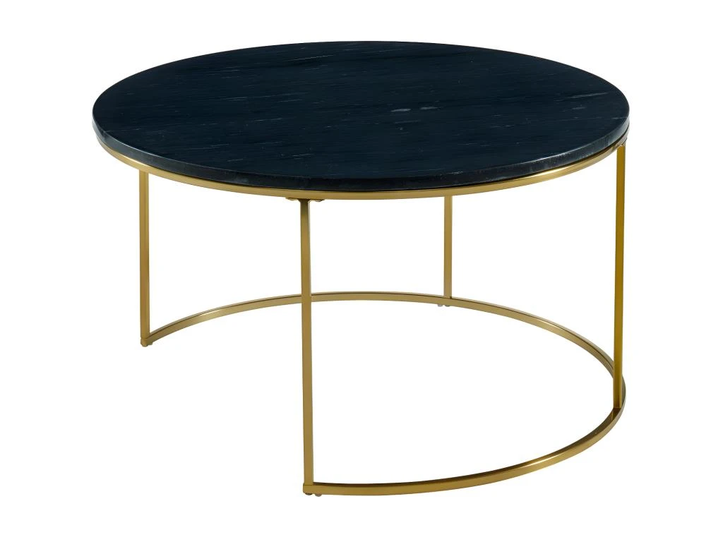 Tables Basses Gigognes ANGELA De Pascal MORABITO - Marbre Noir Et Métal Doré – Image 9