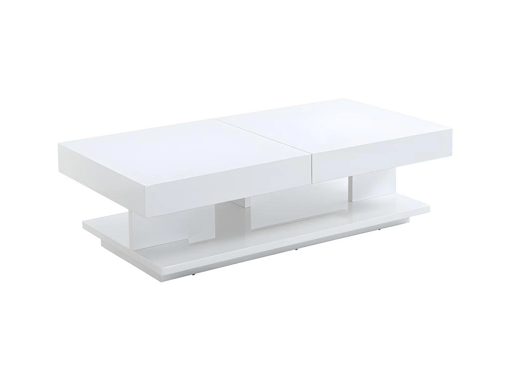Table Basse ARAMIS Avec Rangements - MDF Laqué Blanc – Image 6