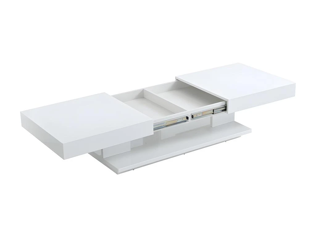 Table Basse ARAMIS Avec Rangements - MDF Laqué Blanc – Image 5