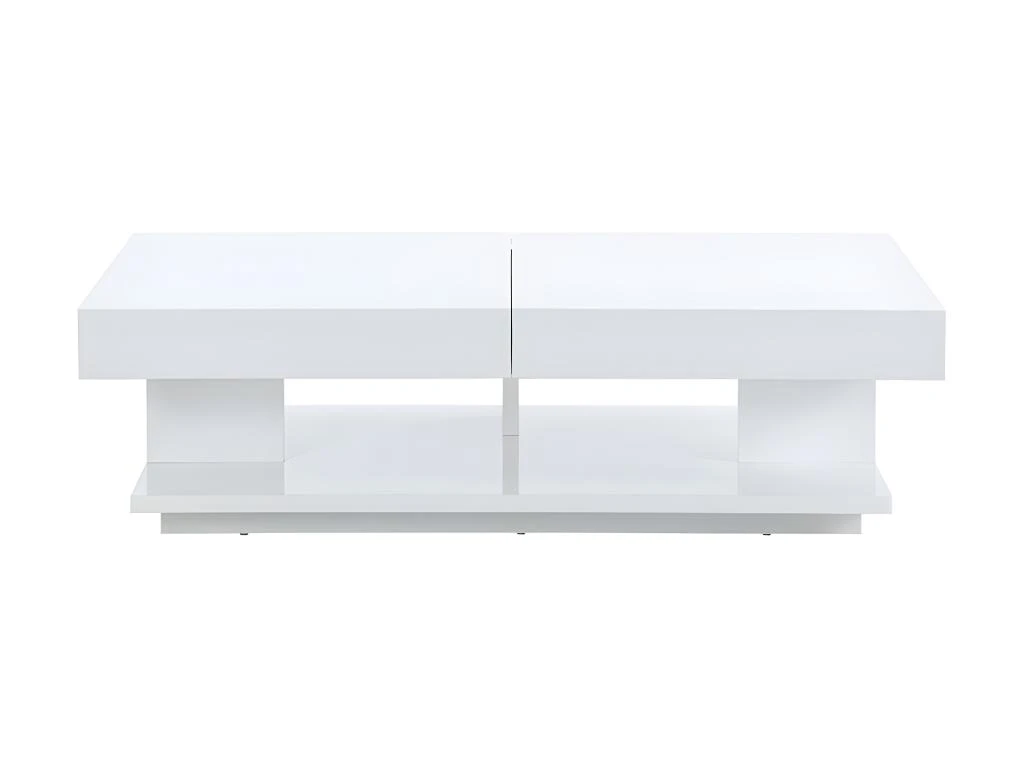 Table Basse ARAMIS Avec Rangements - MDF Laqué Blanc – Image 4