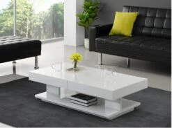 Table Basse ARAMIS Avec Rangements - MDF Laqué Blanc
