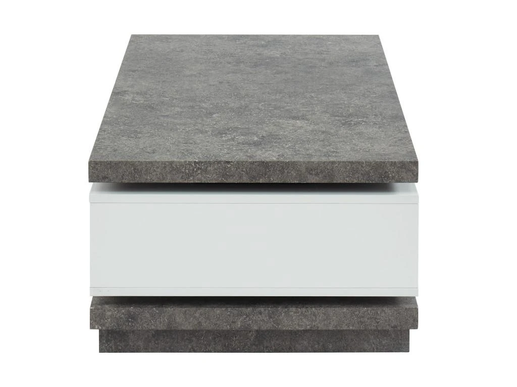 Table Basse FLAVIAN Coffre De Rangements Pivotant - MDF Blanc Laqué Et Plateau Effet Béton – Image 7