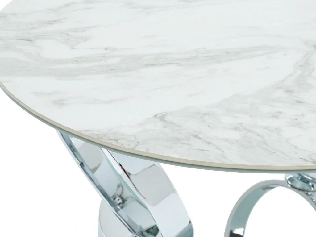 Table Basse Avec Plateaux Pivotants - Céramique, Verre Trempé Et Métal - Effet Marbre Blanc - JOLINE – Image 8
