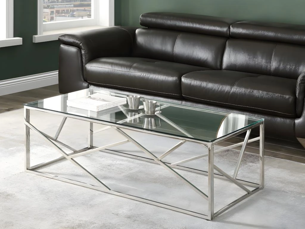 Table Basse ATHENA De Pascal MORABITO - Verre Trempé Et Acier - Chromé – Image 2