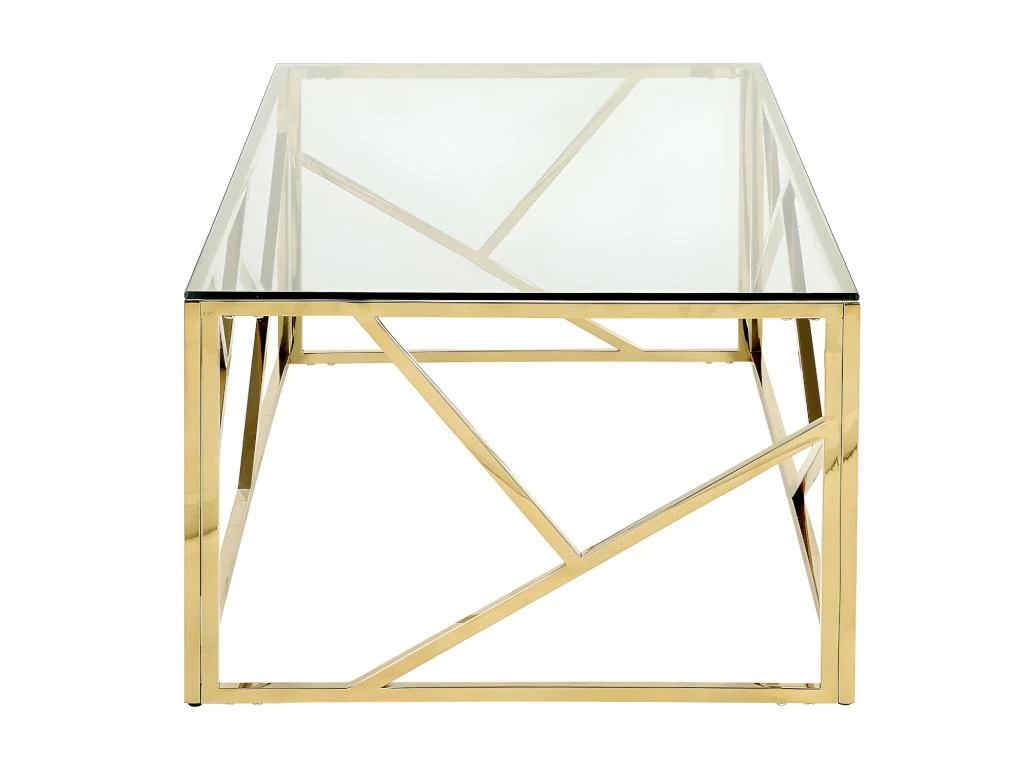 Table Basse ATHENA De Pascal MORABITO - Verre Trempé Et Acier - Doré – Image 6