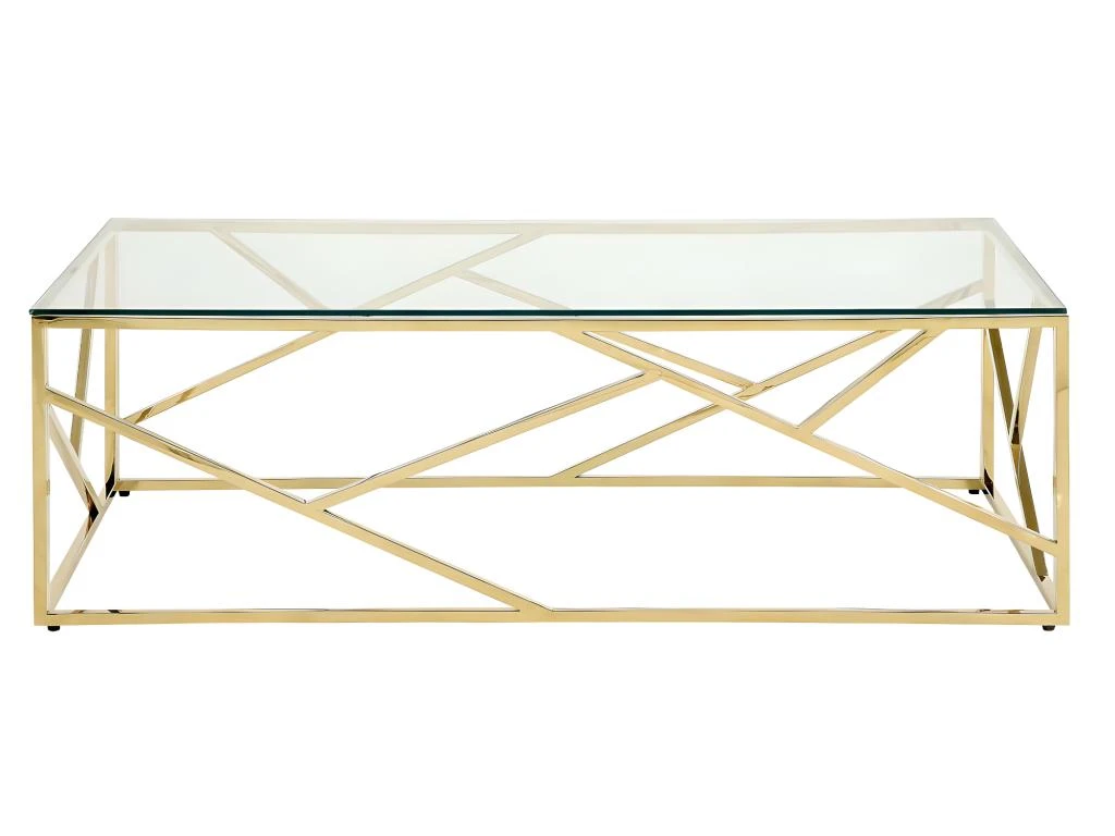 Table Basse ATHENA De Pascal MORABITO - Verre Trempé Et Acier - Doré – Image 4