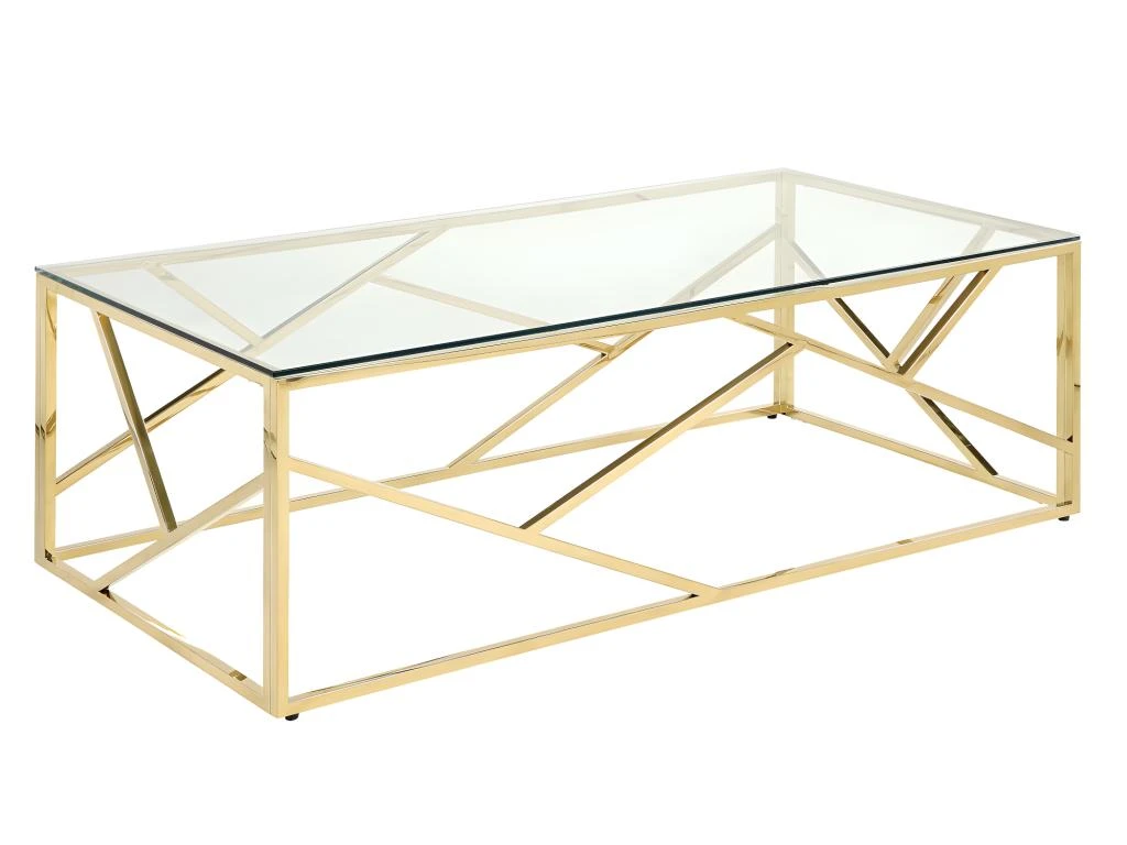 Table Basse ATHENA De Pascal MORABITO - Verre Trempé Et Acier - Doré – Image 3