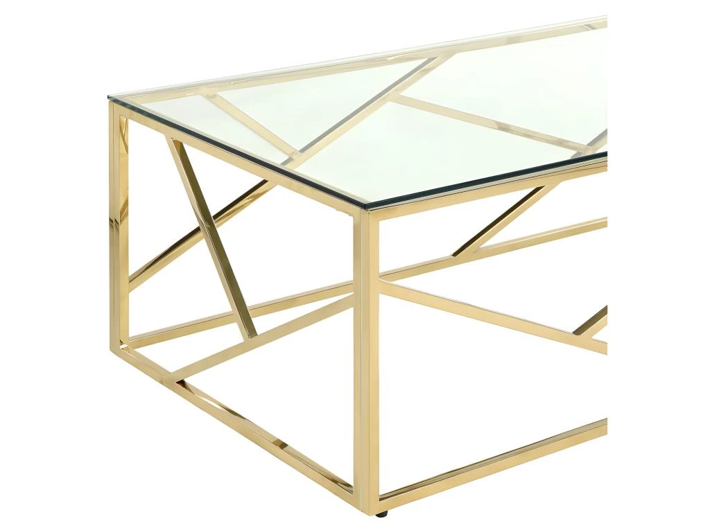 Table Basse ATHENA De Pascal MORABITO - Verre Trempé Et Acier - Doré – Image 5