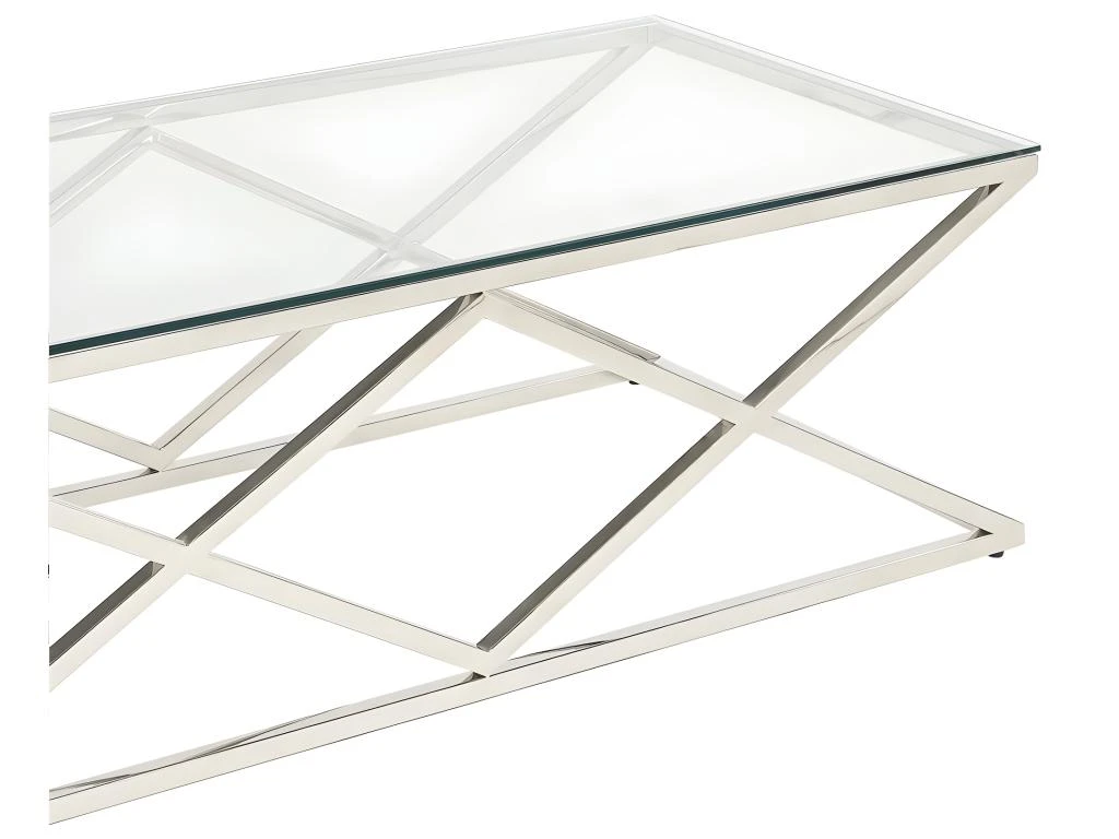 Table Basse CHARLOTTE De Pascal MORABITO - Verre Trempé Et Acier - Chromé – Image 4