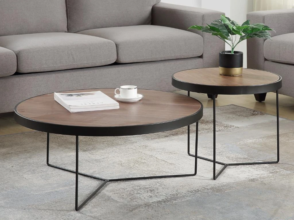 Tables Basses Gigognes MAMIA - MDF Et Acier - Noyer – Image 2