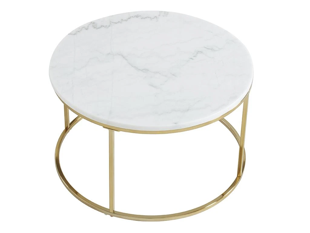 Tables Basses Gigognes ANGELA - Marbre Blanc Et Métal Doré De Pascal MORABITO – Image 5