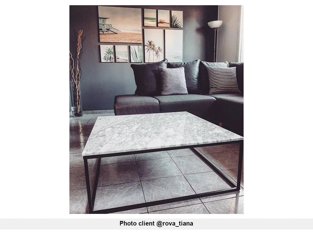 Table Basse Design ARETHA De Pascal MORABITO - Marbre Et Métal - Blanc Et Noir – Image 8