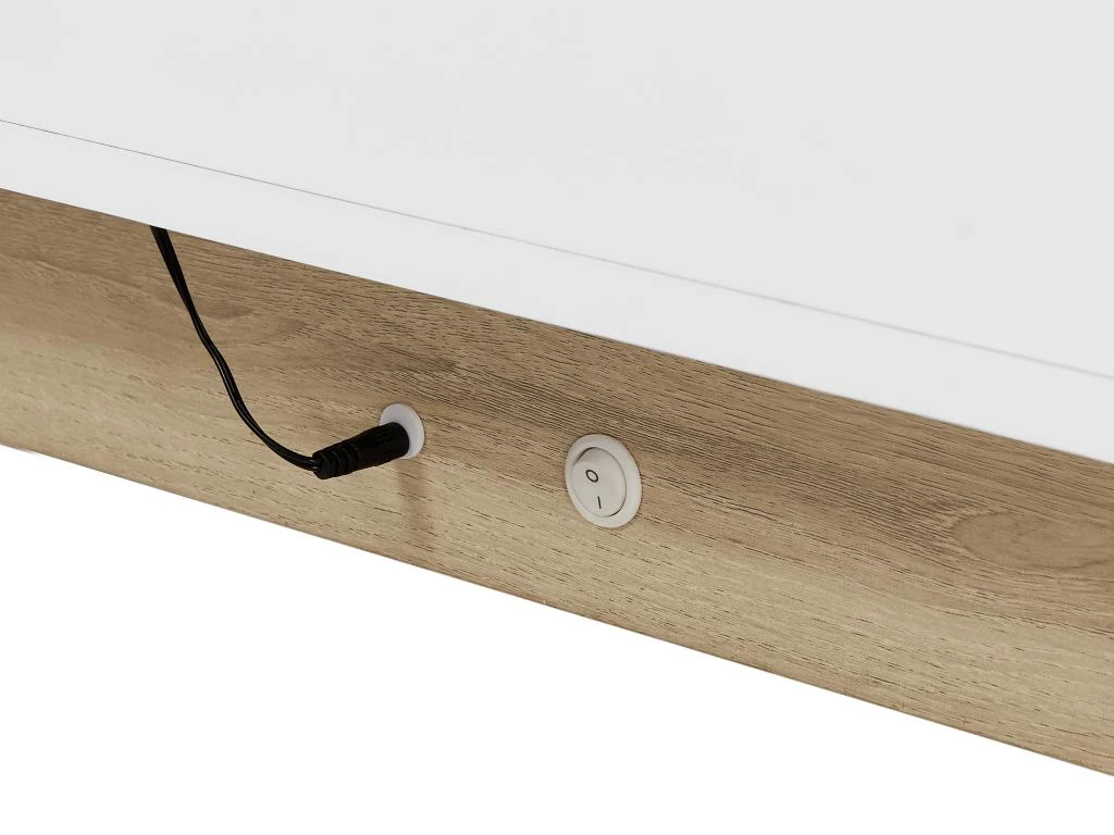 Table Basse 2 Portes Et 2 Tiroirs Avec LEDs - MDF - Naturel Et Blanc Laqué - QUINCY – Image 9