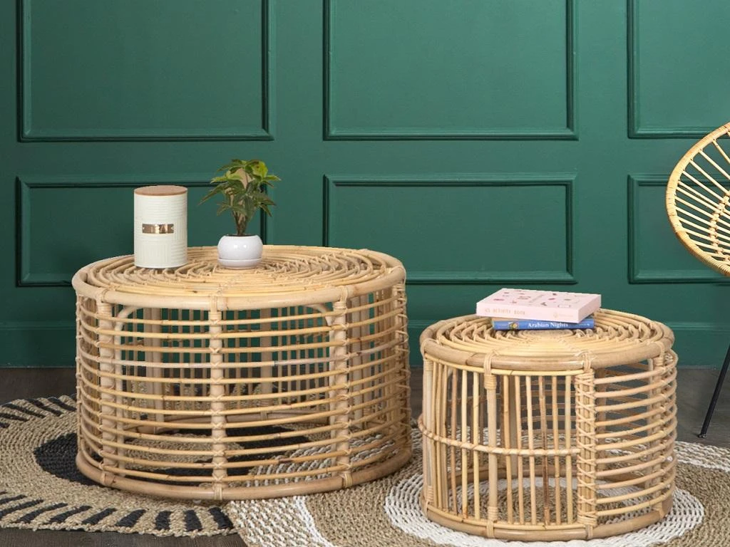 Lot De 2 Tables Basses LANDIS - Rotin - Coloris : Naturel – Image 2