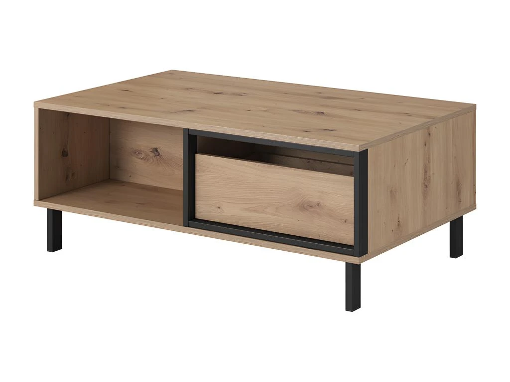 Table Basse BAYORI - 2 Tiroirs Et 1 Niche - Chêne Et Anthracite – Image 5