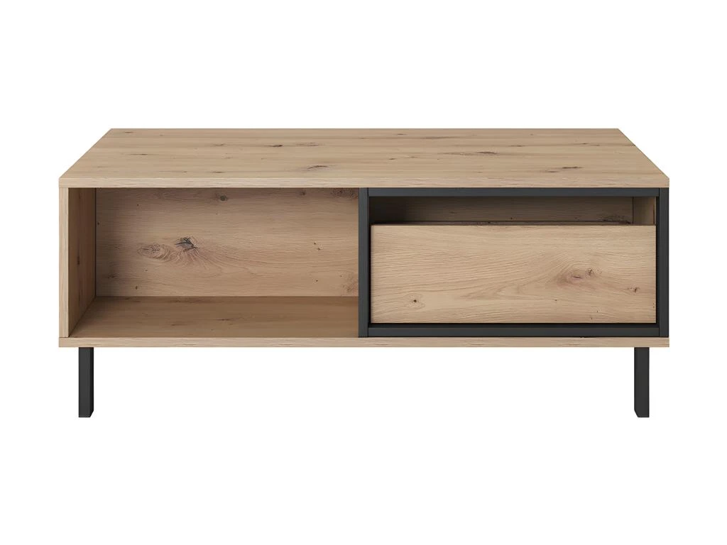 Table Basse BAYORI - 2 Tiroirs Et 1 Niche - Chêne Et Anthracite – Image 4