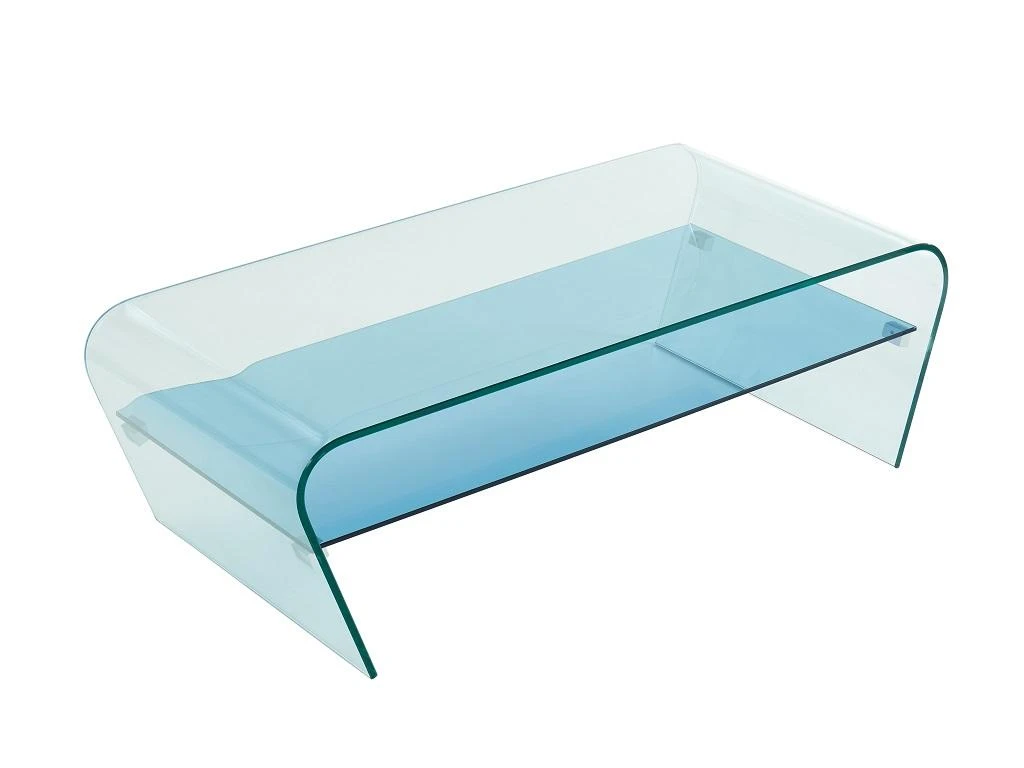 Table Basse - Verre Trempé - Tablette Bleue Laquée - KELLY – Image 5