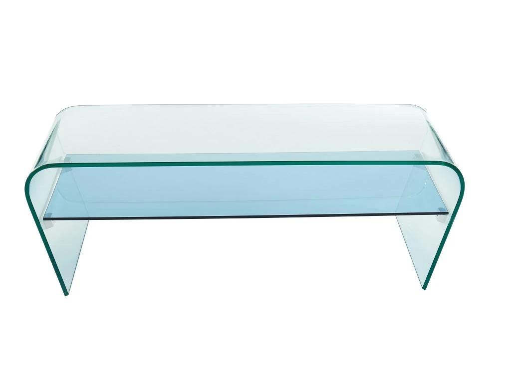 Table Basse - Verre Trempé - Tablette Bleue Laquée - KELLY – Image 3