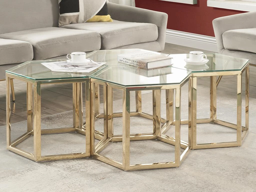 Table Basse - Verre Trempé Et Acier - Doré - GALADRIEL De Pascal MORABITO – Image 2