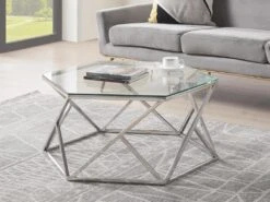 Table Basse En Verre Trempé Et Acier Inoxydable - Chrome - KERIANE De Pascal MORABITO