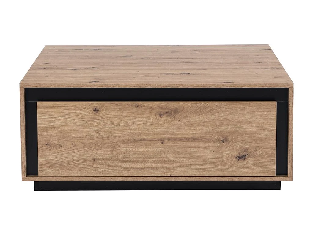 Table Basse 2 Tiroirs En MDF - Naturel Et Noir - NALAMANE – Image 3