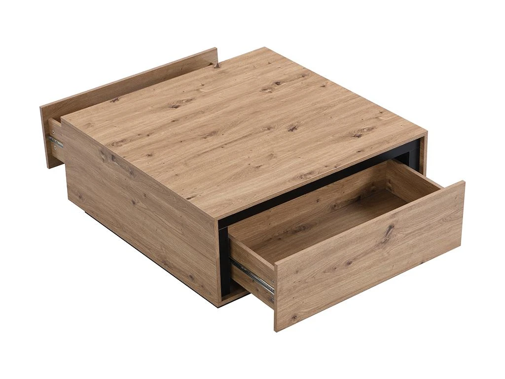 Table Basse 2 Tiroirs En MDF - Naturel Et Noir - NALAMANE – Image 5