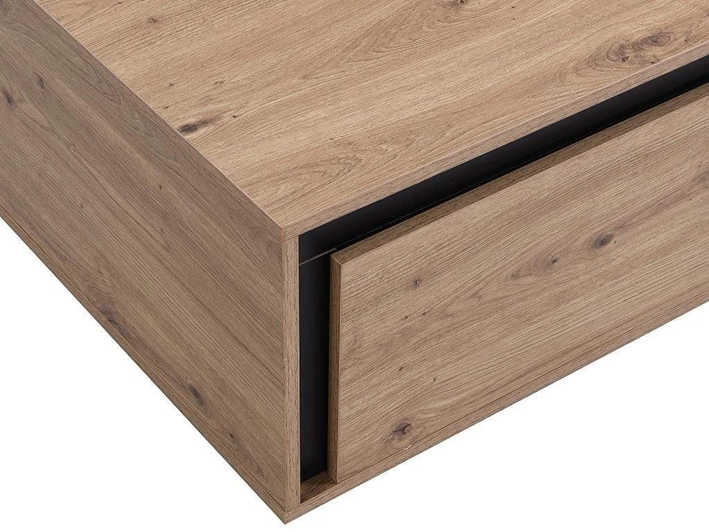 Table Basse 2 Tiroirs En MDF - Naturel Et Noir - NALAMANE – Image 7