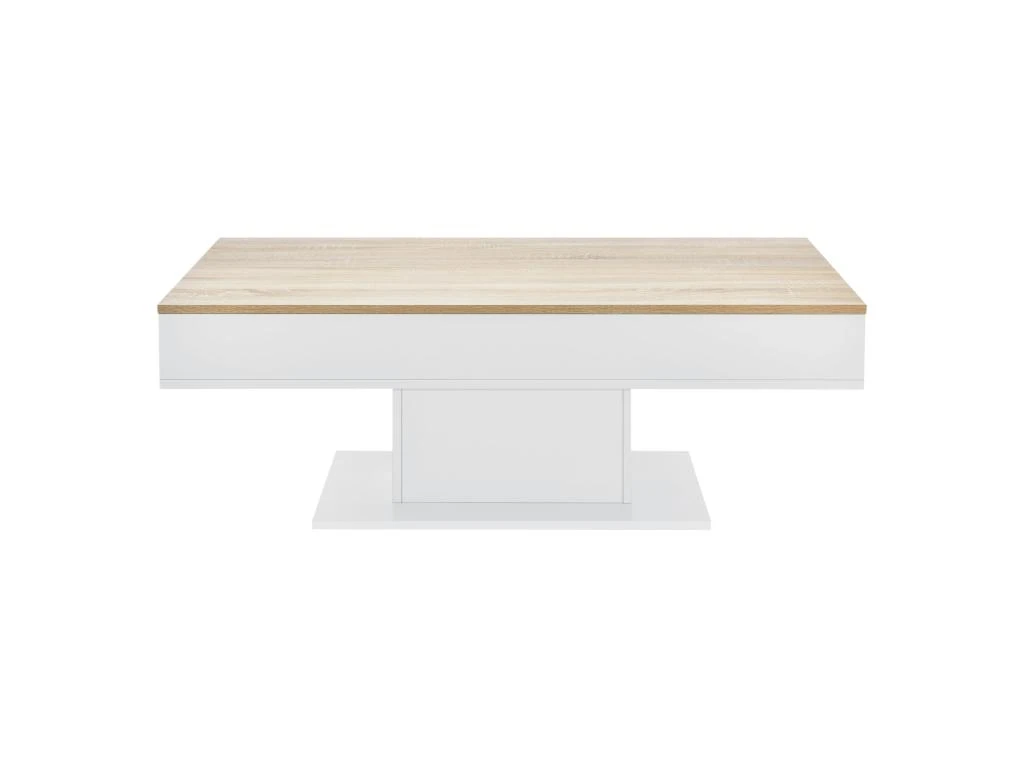Table Basse De Salon Avec 2 Espaces De Rangement 110 Cm Effet Chêne Blanc 03_0006148 – Image 3