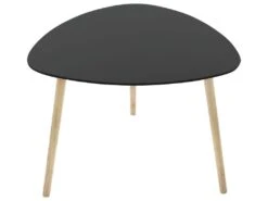 Table à Café En Bois Noir Et Pieds En Bois D'Hévéa