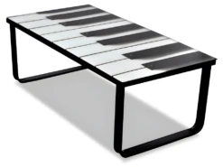 Table Basse De Salon Salle à Manger Design Verre Musique Piano 90 X 45 Cm Noir 0902026