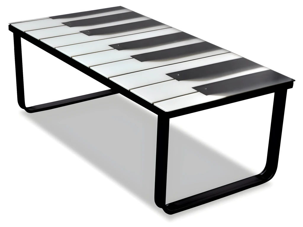 Table Basse De Salon Salle à Manger Design Verre Musique Piano 90 X 45 Cm Noir 0902026