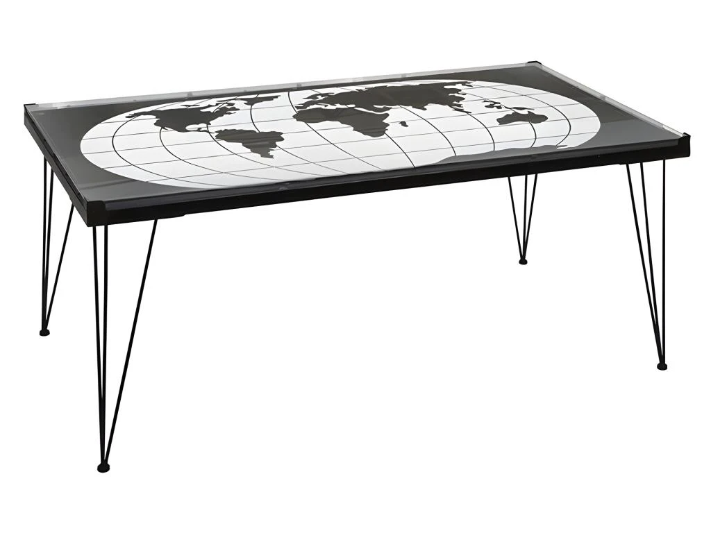 Table Basse Métal Verre Map Atmosphera - Anthracite