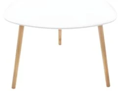 Table à Café En Bois Blanc Et Pieds En Bois Naturel