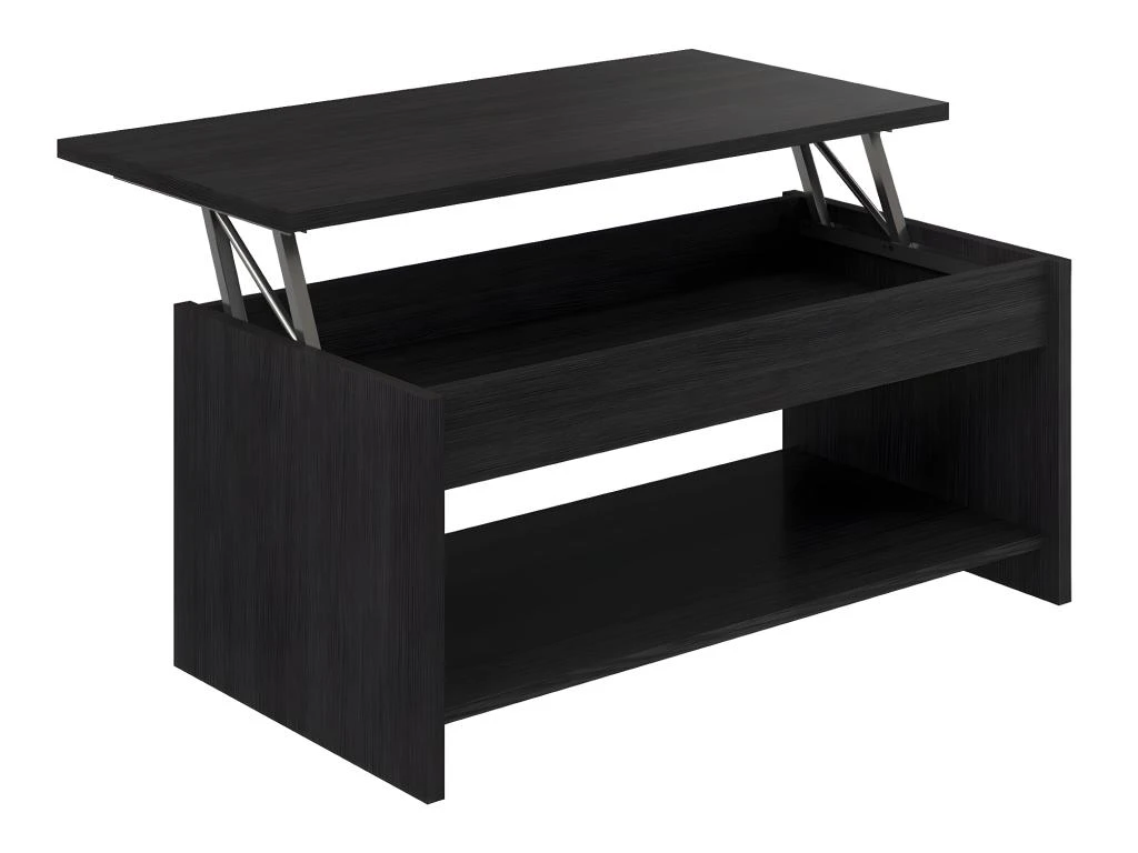 Table Basse Avec Plateau Relevable Coloris Gris En Mélamine -Longueur 100 X Profondeur 50/72 X Hauteur 40/55 Cm