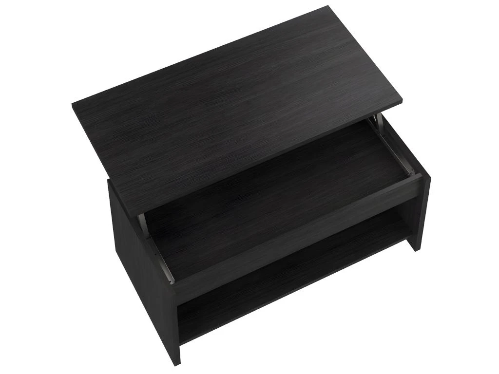 Table Basse Avec Plateau Relevable Coloris Gris En Mélamine -Longueur 100 X Profondeur 50/72 X Hauteur 40/55 Cm – Image 2