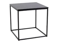 HARALD - Bout De Canapé Carré Acier Et Aspect Bois Noir