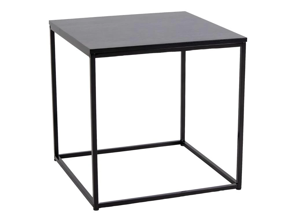HARALD - Bout De Canapé Carré Acier Et Aspect Bois Noir