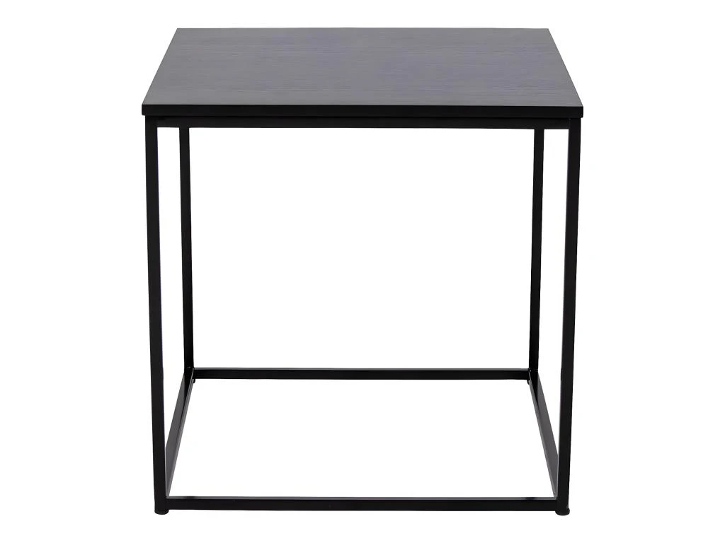 HARALD - Bout De Canapé Carré Acier Et Aspect Bois Noir – Image 3