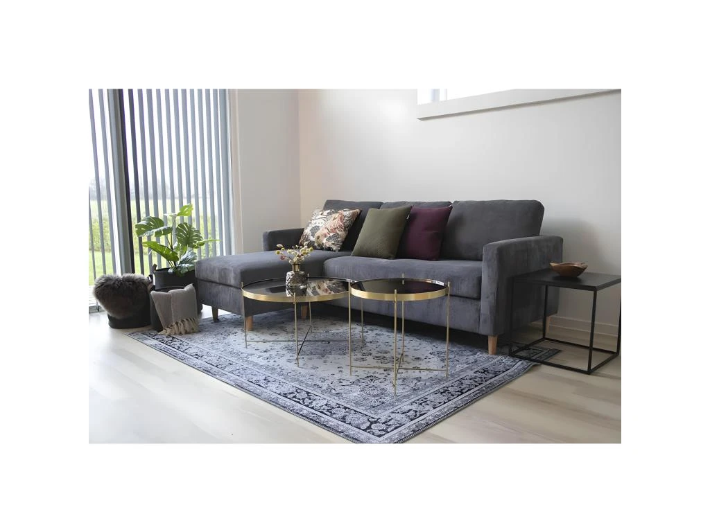 HARALD - Bout De Canapé Carré Acier Et Aspect Bois Noir – Image 5