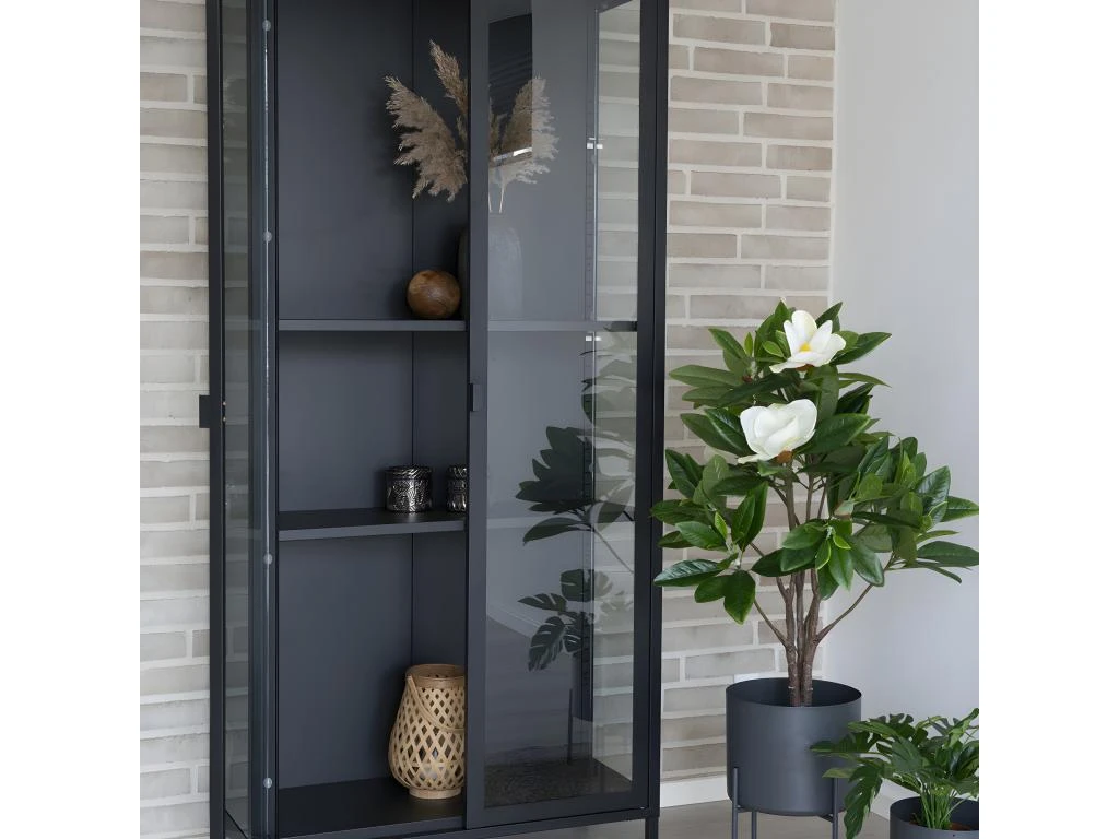 Brisbane - Vaisselier En Verre Et Métal H175cm - Couleur - Noir – Image 2